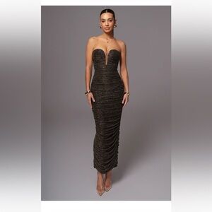 JLUXLABEL black/gold metallic mesh maxi dress